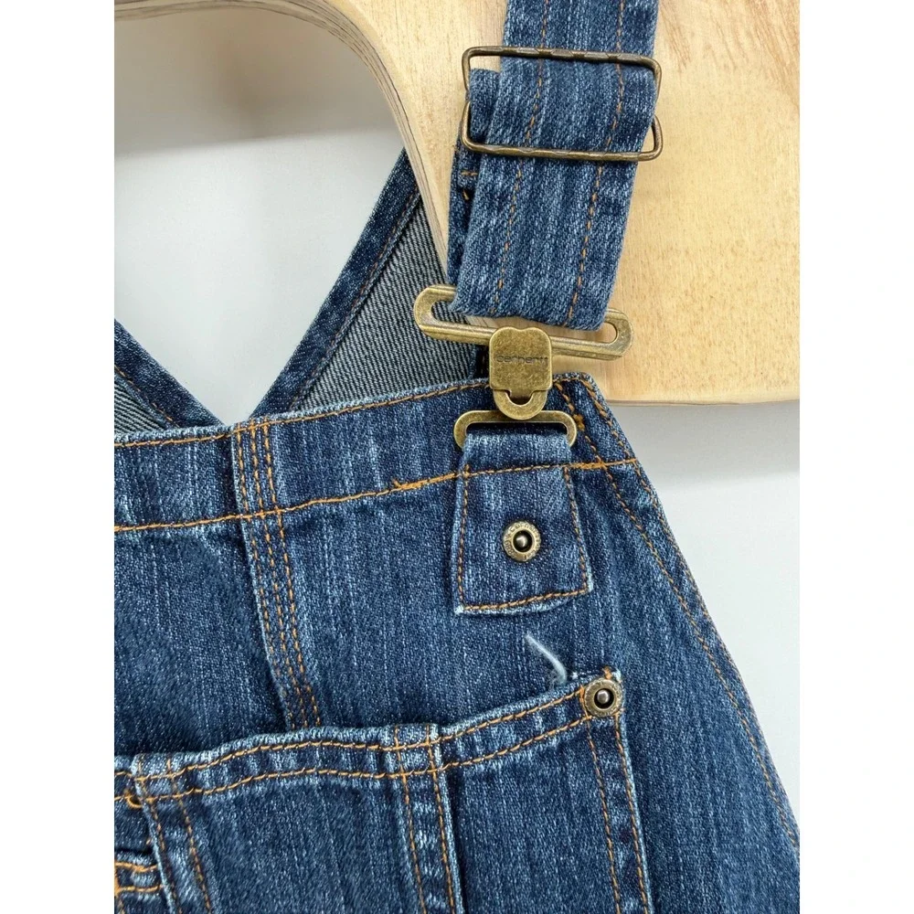Vintage Carhartt‎ Master Cloth Denim Overalls Kids Youth Bib Jean Dungarees Work